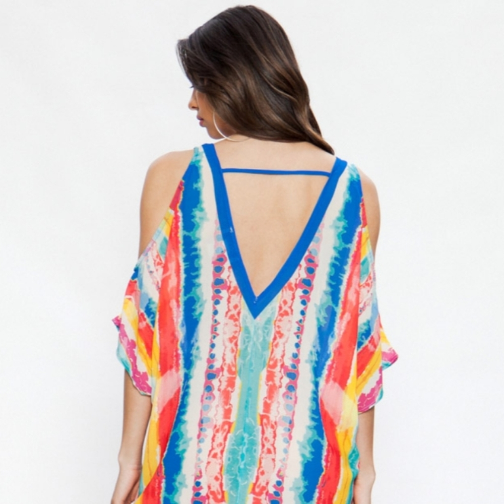 Laced Watercolor Print Kaftan -Jealous Tomato Brand - Picture 4 of 8